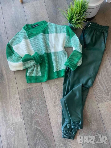 Пуловер с квадрати в черен,зелен,жълт и розов цвят, снимка 9 - Блузи с дълъг ръкав и пуловери - 52415888