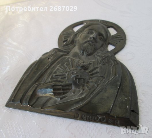  Исус сърце  пано религия метал, подпис, автор, снимка 2 - Други ценни предмети - 29577885