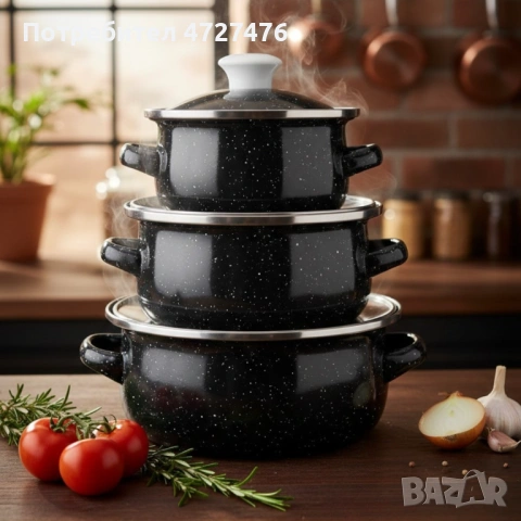 Комплект от 3 тенджери - 16см, 18см, 20см, снимка 2 - Прибори за хранене, готвене и сервиране - 53341700