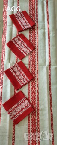 Ленен комплект покривка и салфетки, снимка 2 - Покривки за маси - 39648144