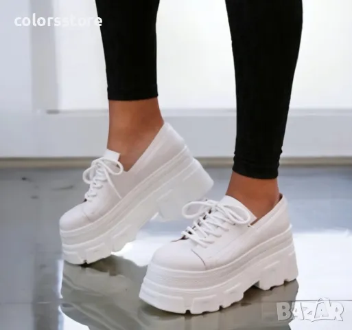 Обувки на платформа - бели - DA60