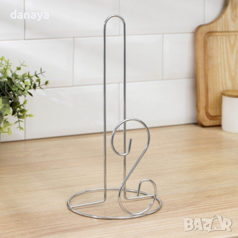 4576 Метална поставка за кухненска хартия, снимка 2 - Аксесоари за кухня - 44778401