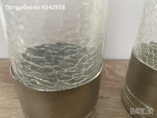 Комплект от 2 винтажни чаши/стакани с ефект кракле – Reines Zinn / Real Pewter.(1960-1970), снимка 2 - Други ценни предмети - 55803600