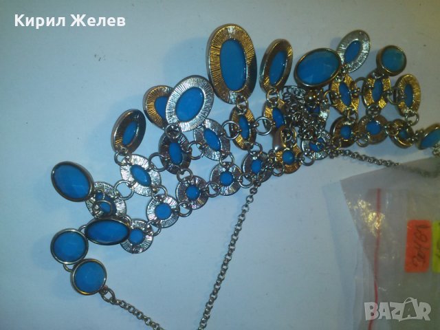 СИНЯ МОДНА ОГЪРЛИЦА 20461, снимка 5 - Колиета, медальони, синджири - 29744651