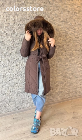 Дамско зимно яке кафяво -IM84, снимка 4 - Якета - 47182837