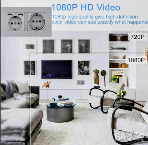 Скрита шпионска Wifi камера в двоен контакт с 2 USB порта, снимка 3 - HD камери - 52224145
