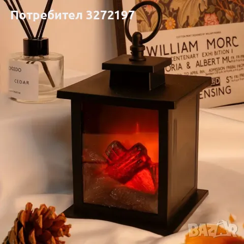 Декоративна лампа/камина с реалистичен изкуствен огън , снимка 2 - Настолни лампи - 48132273