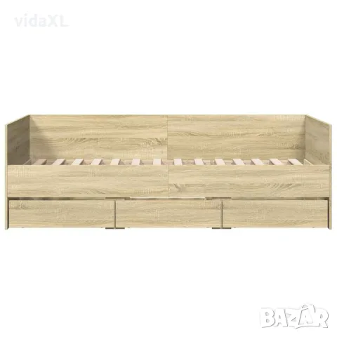 vidaXL Дневно легло с чекмеджета, без матрак, сонома дъб, 90x200 см, снимка 4 - Спални и легла - 56146817