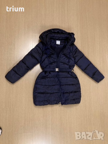 Детско дълго топло яке Mayoral за момиче с качулка, син цвят, 16г., 162см.