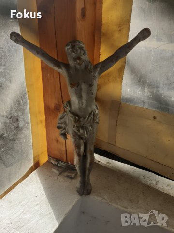 Старо голямо чугунено разпятие Исус Христос кръст религия, снимка 1 - Антикварни и старинни предмети - 37910852