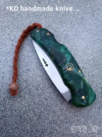 Сгъваем нож ръчно изработен + ПОДАРЪК кания, снимка 3 - Ножове - 47839724