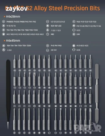Комплект мини електрически отвертки, 70 в 1 прецизна безжична отвертка, снимка 5 - Отвертки - 50502426
