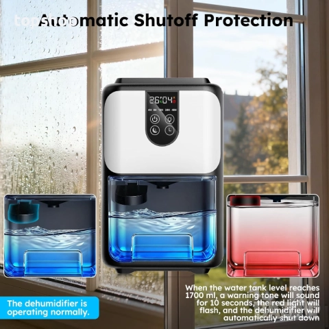 Нов малък влагоуловител SnowCatTech Влагоабсорбатор за дома, електрически влагоабсорбатор 1800 мл..., снимка 3 - Абсорбатори - 52642037