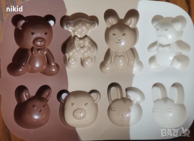 Мече заек зайче големи силиконов молд форма фондан гипс шоколад сапун декор, снимка 2 - Форми - 44451918