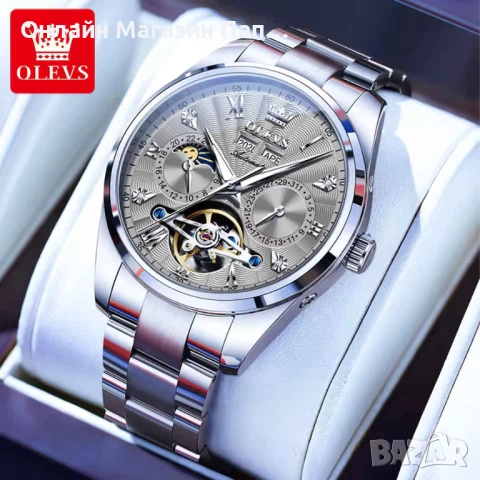 OLEVS 7028 Автоматичен Луксозен Часовник Турбийон, снимка 9 - Мъжки - 52426735