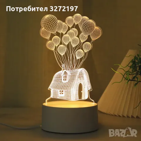 Холограмна 3D LED лампа - Балонна къща, снимка 4 - Настолни лампи - 49582913