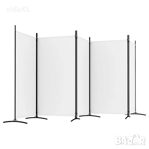 vidaXL Параван за стая, бял, 5 панела, 433x180 см, плат, снимка 5 - Паравани - 56147217