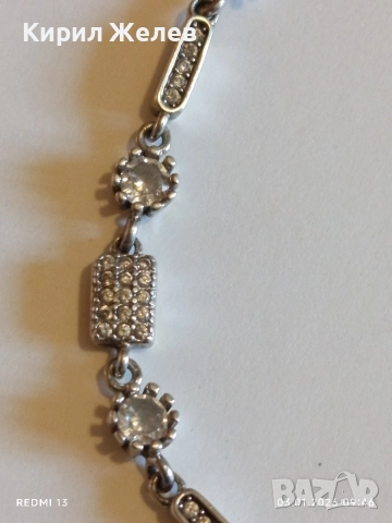 Ефектна сребърна гривна с инкростирана с кристали ЦИРКОН ювелирна изработка 33296, снимка 7 - Гривни - 52960858