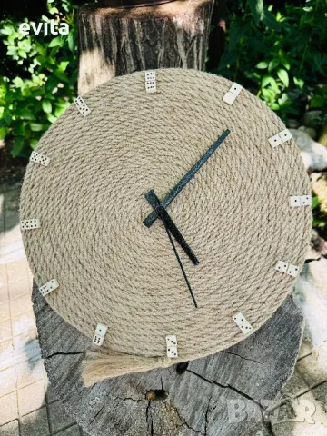 Арт стенен часовник Casa Decorator – дърво & въже, ръчна изработка, снимка 2 - Стенни часовници - 39958519