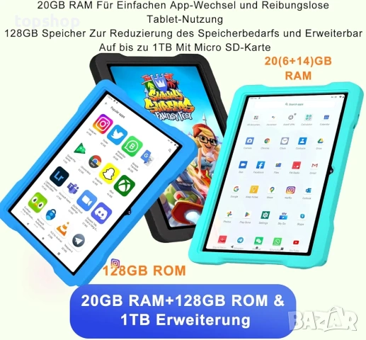 Чисто нов в удароустойчив детски калъф мощен таблет UJJ U8 Green 20 GB Ram 128GB хард диск , снимка 4 - Таблети - 54316077