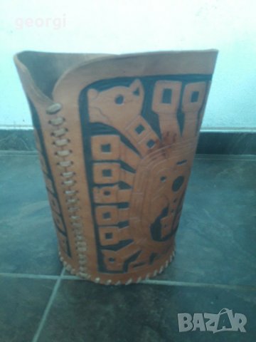 Кофа кашпа от естествена кожа    16/4