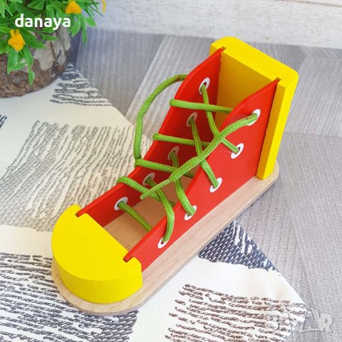 2960 Дървена образователна играчка за връзване и низане, снимка 7 - Играчки за стая - 37998928