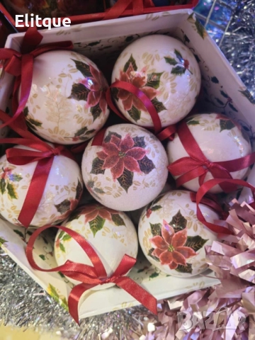 Комплект от 14 топки за елха, различни видове, снимка 11 - Други стоки за дома - 52903835