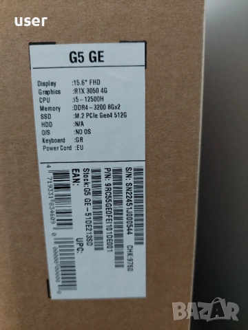 16GB RAM, RTX 3050 4GB, Core i5-12500H, 15.6" FULL HD 144Hz геймърски лаптоп Gigabyte G5 GE, снимка 7 - Лаптопи за игри - 54038339