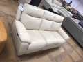  Кремав диван тройка-естествена кожа с релаксиращ механизъм за краката, снимка 4