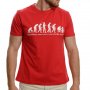 Нова мъжка тениска с трансферен печат Човешка еволюция в червен цвят