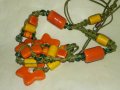 МНОГО ЕФЕКТНО и КРАСИВО ФЕШЪН АРТ КОЛИЕ ЦВЕТНА КЕРАМИКА и ПЛЕТКА ХЕНД МЕЙД УКРАШЕНИЕ 34779, снимка 2