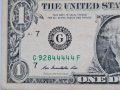 RARE. USA 🇺🇸 $ 1 DOLLAR 2009 S/N  ×××44444, снимка 1 - Нумизматика и бонистика - 36960106