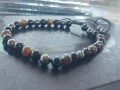 Гривна "Тройна Сила и Защита" – Тигрово Око, Хематит и Обсидиан, снимка 3