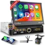 Ново CarPlay Android Auto Bluetooth Радио 1DIN + Камера за Заден Ход, снимка 1