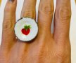 Красив пръстен с порцелан и бижутерска стомана, снимка 1 - Антикварни и старинни предмети - 42814858