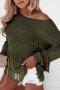 Ефектен дамски пуловер в тъмнозелено, снимка 1 - Блузи с дълъг ръкав и пуловери - 42399516
