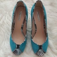 УНИКАЛНИ обувки на платформа в синьо със сиво змийски принт , снимка 2 - Дамски елегантни обувки - 37768935