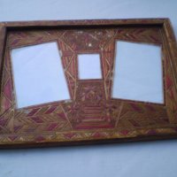 Старинна рамка за снимки ръчно изработена от сламки, снимка 1 - Антикварни и старинни предмети - 36599519