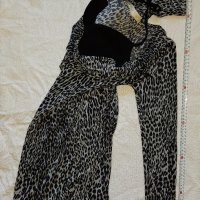 рокля - гръцко деколте, дълъг ръкав, сива леопардова шарка, снимка 3 - Рокли - 30375050