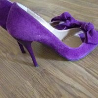Чисто нови, естествен велур, снимка 1 - Дамски обувки на ток - 34954139