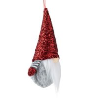 3 Броя Коледна украса за елха, Коледен гном с червена блестяща шапка, 15см, снимка 2 - Декорация за дома - 42698621