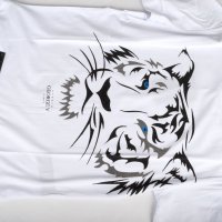 Бяла памучна мъжка тениска с щампа тигър марка Avenue George V Paris, снимка 5 - Тениски - 33597537