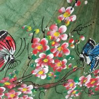 Ръчно изработен, ръчно рисуван тайландски чадър "Цветя и пеперуди", парасол,  Чианг Май/ Chiang Mai, снимка 3 - Други - 31803303