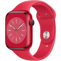 Apple Watch 8, GPS, Корпус RED Aluminium 45mm, RED Sport Band, снимка 2 - Смарт гривни - 38016665