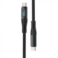 Кабел Тип-С Към Тип-С 1m Черен С LED Дисплей, снимка 1 - USB кабели - 39301551