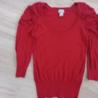  Червена блуза тънко плетиво H&M, снимка 3 - Блузи с дълъг ръкав и пуловери - 34154774