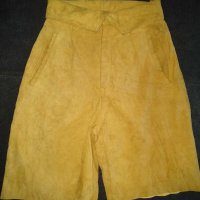 Бермуди с висока талия от естествен велур в жълто / малък размер, снимка 1 - Къси панталони и бермуди - 29704232