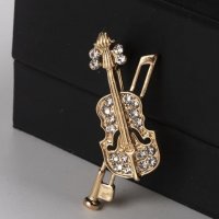 Брошка-цигулка за ревера на мъжко/дамско сако / 10, снимка 2 - Колиета, медальони, синджири - 40175807