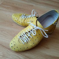 Жълти обувчици естествена кожа/38, снимка 1 - Дамски ежедневни обувки - 30070735