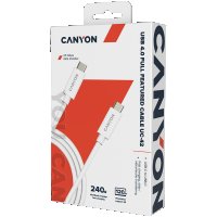 Зареждащ кабел CANYON UC-44, USB TYPE-C to TYPE-C, 2М, Бял SS30252, снимка 2 - USB кабели - 40064163